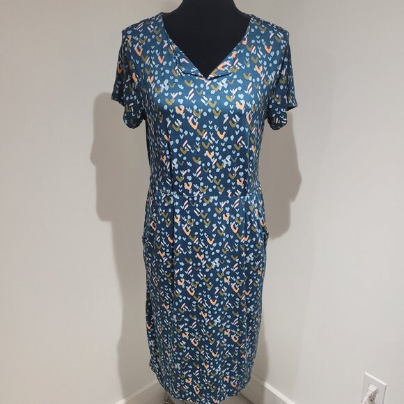 White Stuff Short Sleeve Printed Alice Jersey Midi Dress Size 12 Blue NEW - Picture 1 of 11